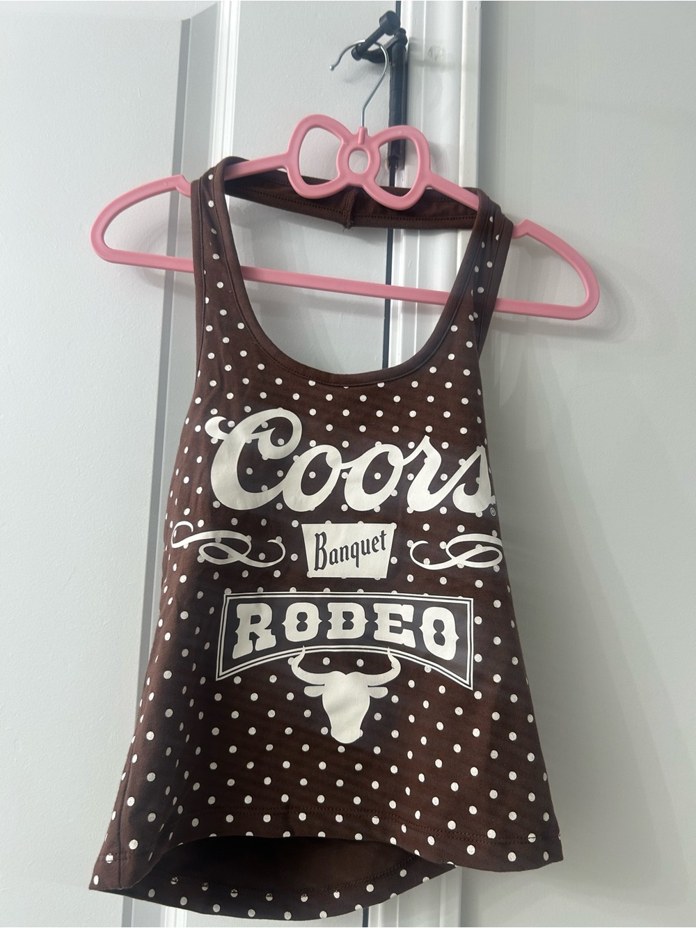 Women Coors Brown Halter Top with White Polkadots with built-in bra